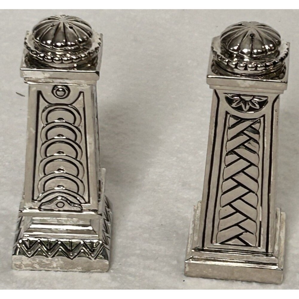 Godinger Silver Plated Art Deco and Pepper Shakers 4 inch tall Vintage